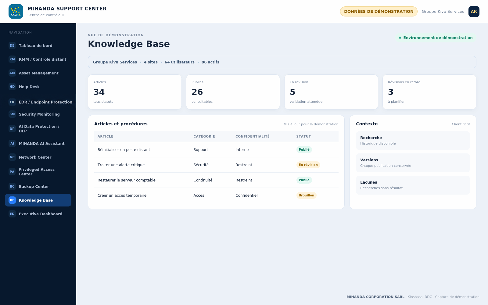 Knowledge Base — MIHANDA SUPPORT CENTER